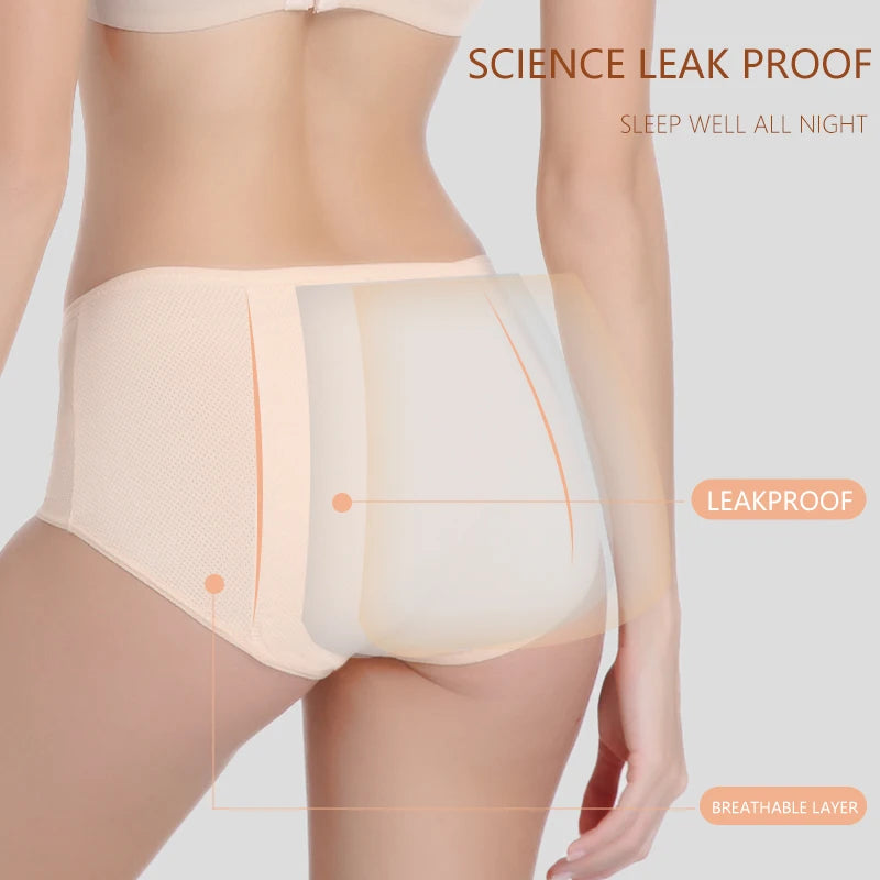 FHP 3pcs/Set Leak Proof Menstrual Panties Women Period Underwear Sexy Pants Physiological Underwear Plus Size Waterproof Briefs