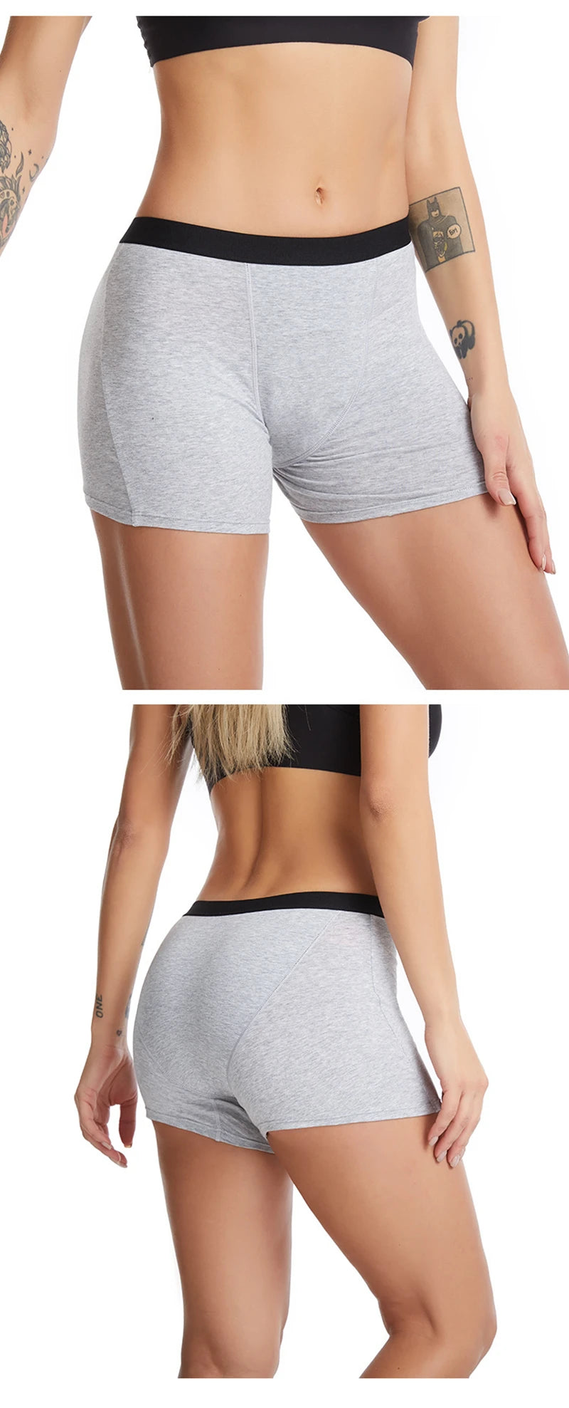 Heavy Flow Menstrual Panties 4-Layer Leak Proof Cotton Boyshorts Period Underwear Absorbent Overnight Incontinence Boxer Briefs