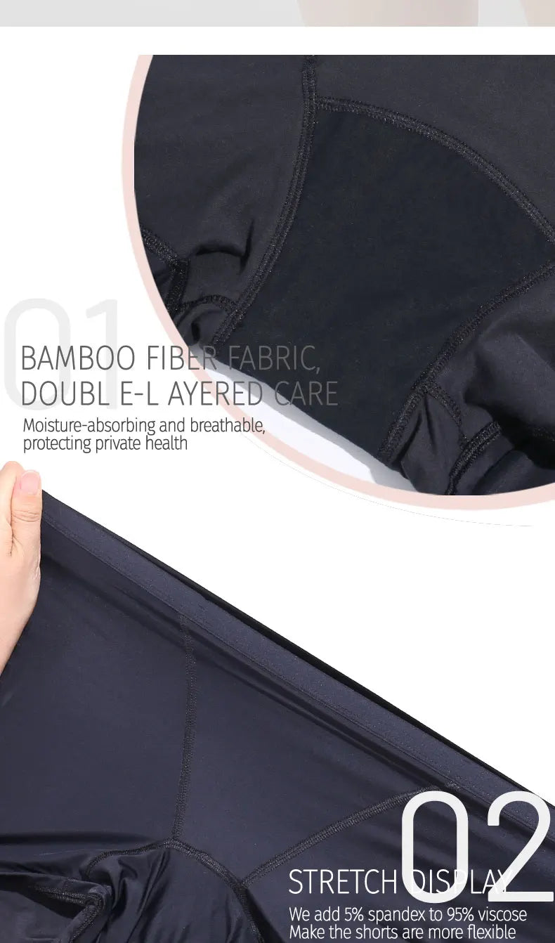 Heavy Flow Menstrual Panties 4-Layer Leak Proof Cotton Boyshorts Period Underwear Absorbent Overnight Incontinence Boxer Briefs