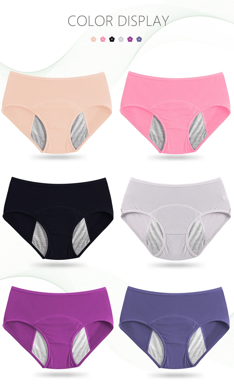 FHP 3pcs/Set Leak Proof Menstrual Panties Women Period Underwear Sexy Pants Physiological Underwear Plus Size Waterproof Briefs