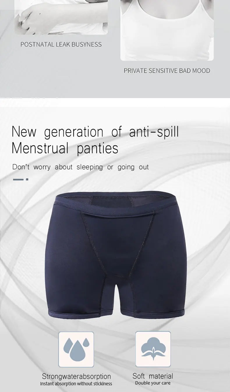 Heavy Flow Menstrual Panties 4-Layer Leak Proof Cotton Boyshorts Period Underwear Absorbent Overnight Incontinence Boxer Briefs