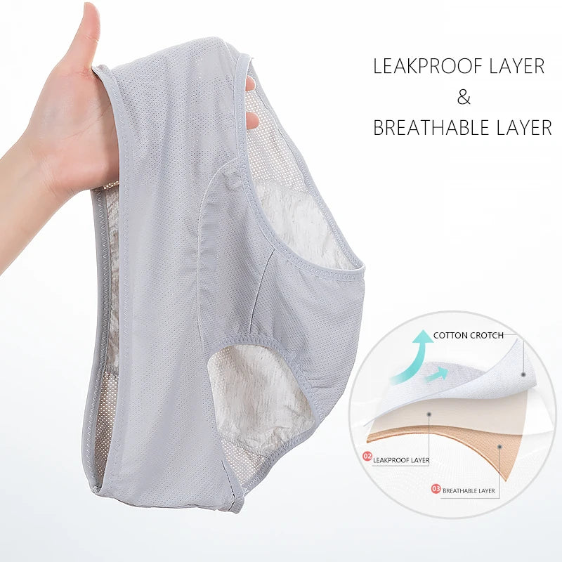 FHP 3pcs/Set Leak Proof Menstrual Panties Women Period Underwear Sexy Pants Physiological Underwear Plus Size Waterproof Briefs