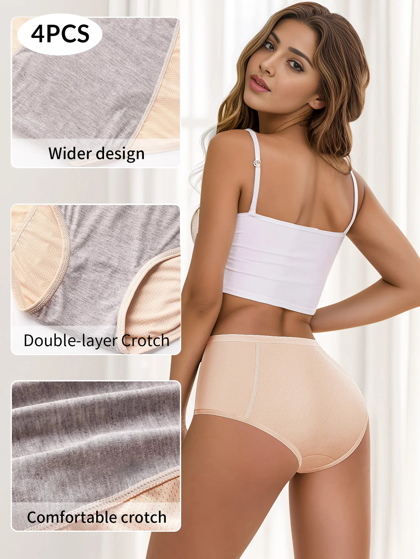 FHP Period Underwear Flow Menstrual Period Panties Leak-Proof Panty for Female Teens Girls 4 Pack