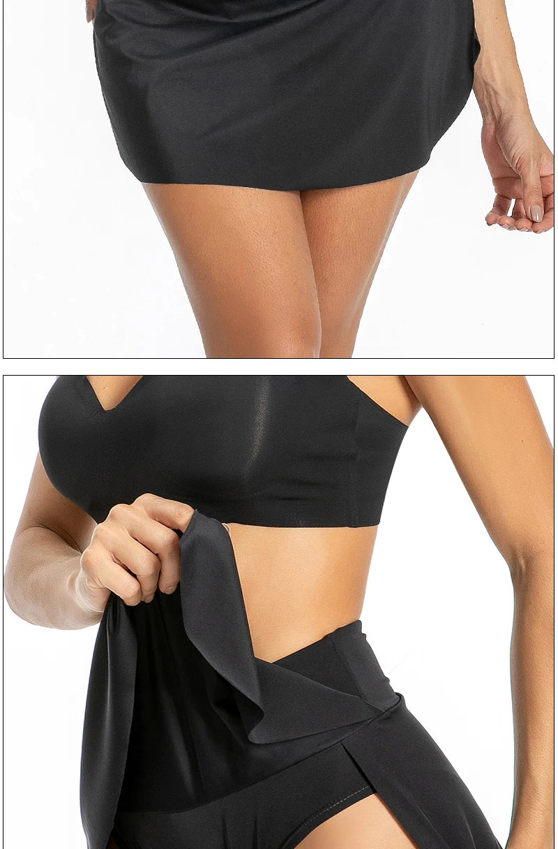 FHP Women Period Swimming Skirt With Safety Panty Swimwear High Waisted Black Bikini Bottom Vintage Skirt Tankini Swimming Dresses
