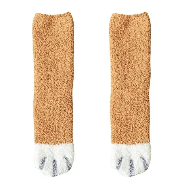 Winter Lamb Kawaii Cartoon Socks for Women Cute 3d Dog Cat Paw Pattern Fleece Warm Thicken Funny Plush Socks Sleeping socks