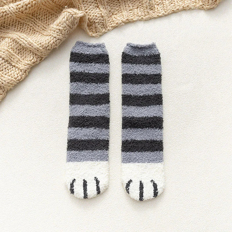 HOT 10Pairs Wholesale Plush Thickened Super Soft Lovely Cat Claw Women Socks Autumn Winter Warm Furry Sleeping Middle Tube Socks