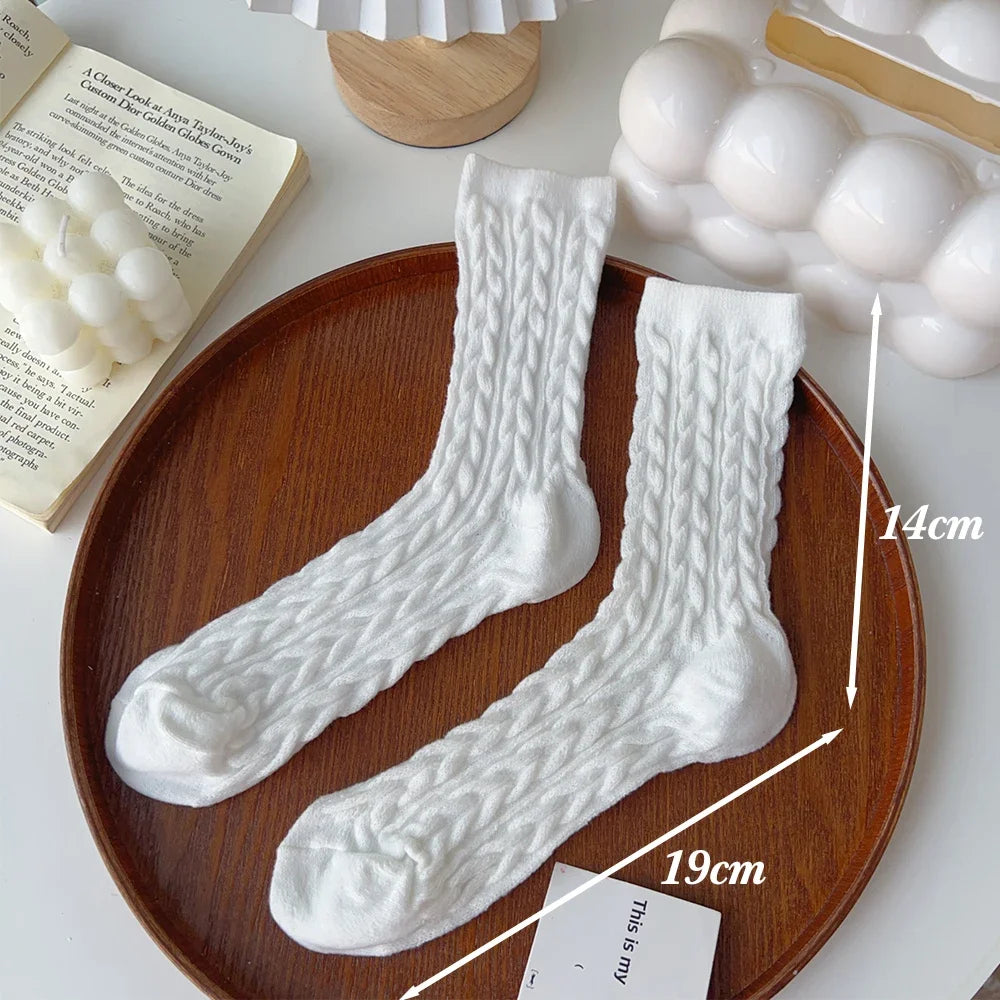 Plush Thickened Medium Tube Socks Solid Color Imitation Mink Women Men Warm Autumn Winter Socks Coral Velvet Sleep Thermal Sock