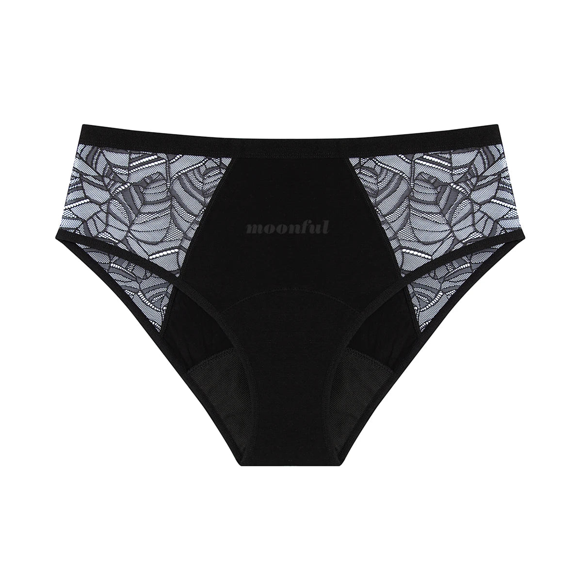 FHP Moonful Women's Menstrual Panties High Waist Leak Proof 4 Layer Breathable Lace Period Underwear Girls Absorbent Brief