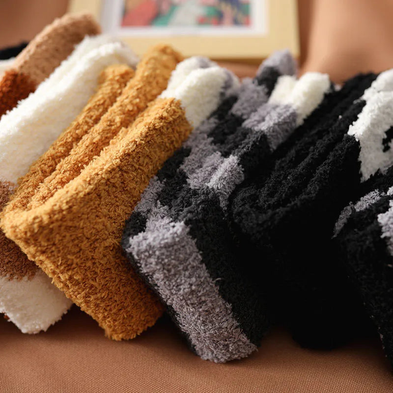 HOT 10Pairs Wholesale Plush Thickened Super Soft Lovely Cat Claw Women Socks Autumn Winter Warm Furry Sleeping Middle Tube Socks