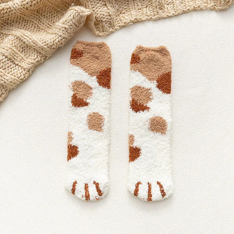 HOT 10Pairs Wholesale Plush Thickened Super Soft Lovely Cat Claw Women Socks Autumn Winter Warm Furry Sleeping Middle Tube Socks