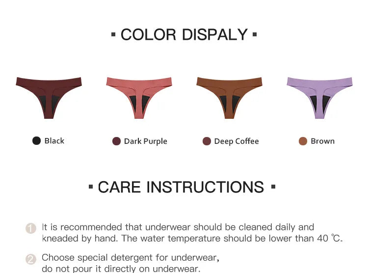 New Design Seamless Low Waist Leak Proof 4 Layer Menstrual Panties Washable Light Flow Period Panties For Women Thong