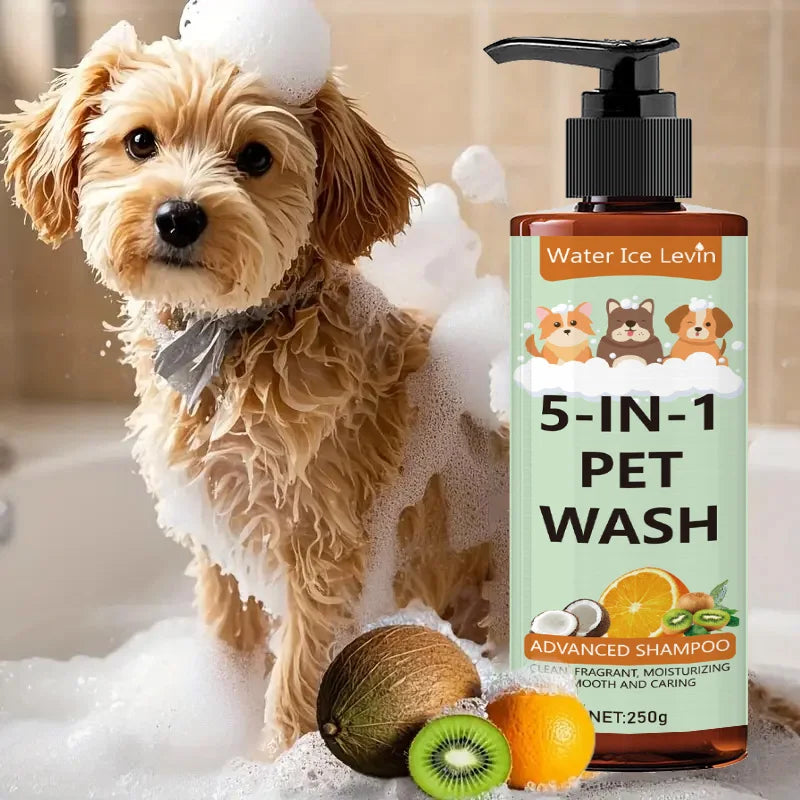 5-in-1 Natural Coconut Pet 3-in-1 Shampoo and Conditioner and Shower Gel, Gentle Cleansing, Soothing Skin, Creating Hair Gloss, Safe and Healthy, Suitable for Cats and Dogs