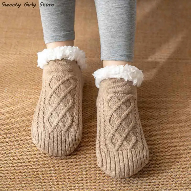 Anti-slip Super Warm Winter Bedroom Sock Thicken Plush Sleeping Socks for Women Men Knitting Sokken New Year Footwear