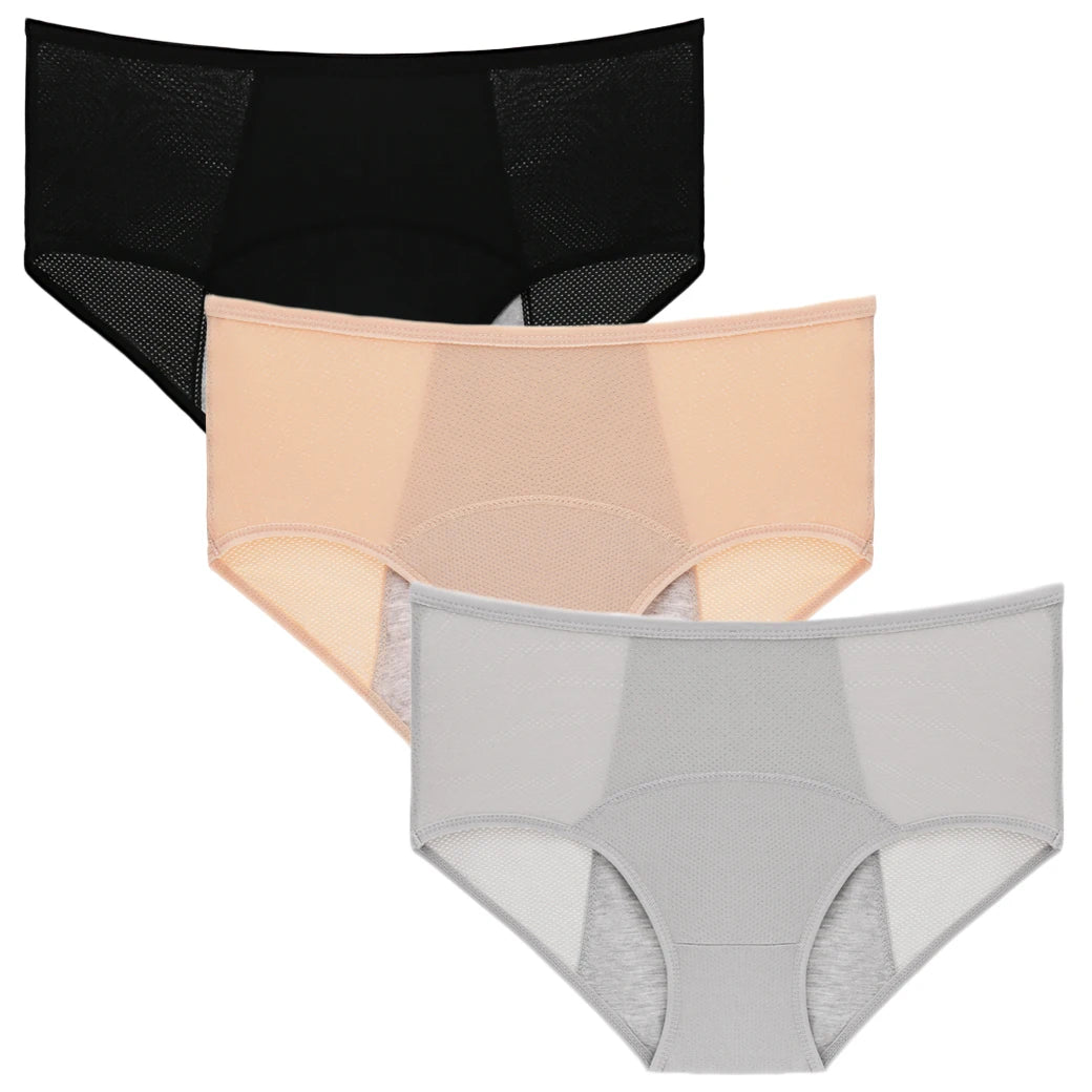 FHP 3pcs/Set Leak Proof Menstrual Panties Women Period Underwear Sexy Pants Physiological Underwear Plus Size Waterproof Briefs