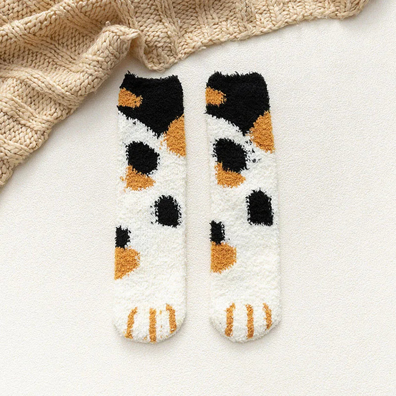 HOT 10Pairs Wholesale Plush Thickened Super Soft Lovely Cat Claw Women Socks Autumn Winter Warm Furry Sleeping Middle Tube Socks