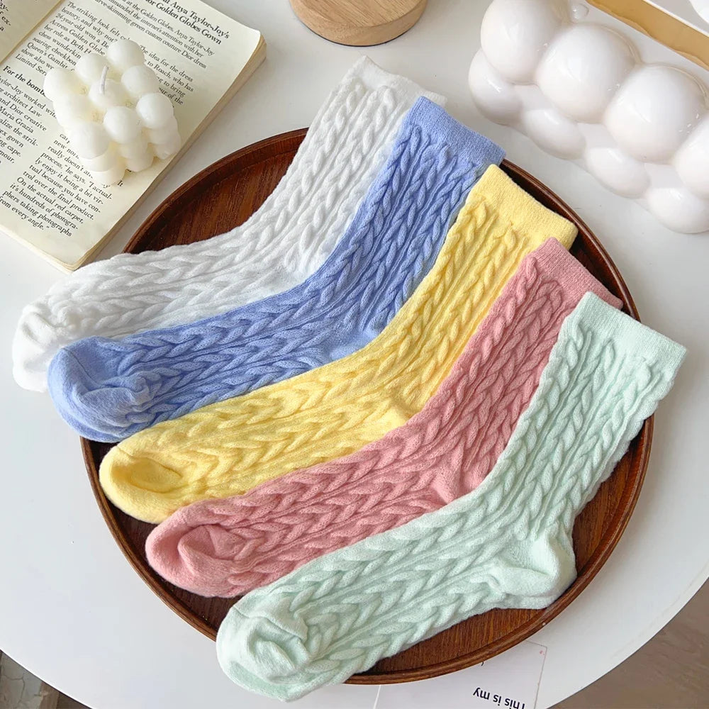 Plush Thickened Medium Tube Socks Solid Color Imitation Mink Women Men Warm Autumn Winter Socks Coral Velvet Sleep Thermal Sock