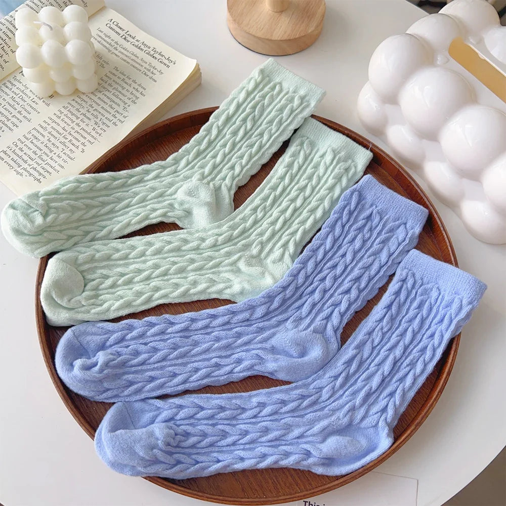 Plush Thickened Medium Tube Socks Solid Color Imitation Mink Women Men Warm Autumn Winter Socks Coral Velvet Sleep Thermal Sock
