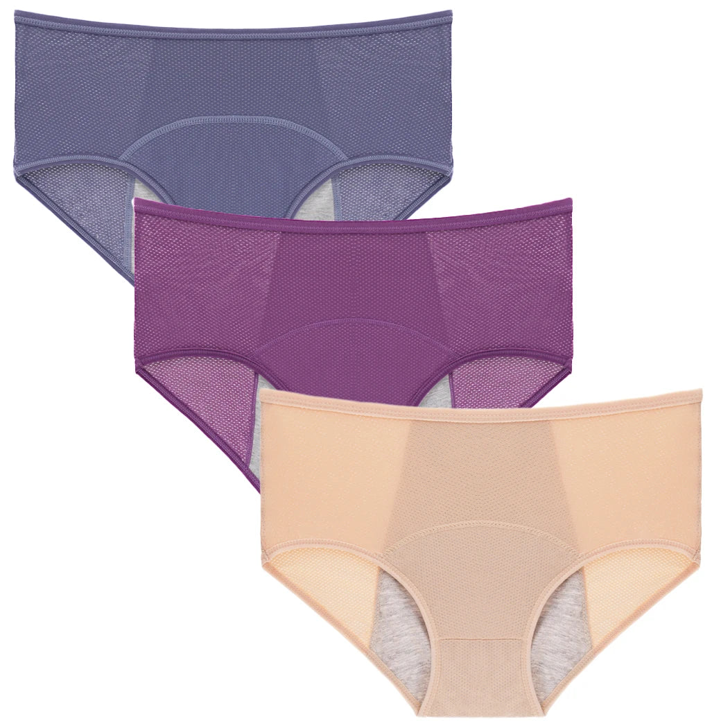 FHP 3pcs/Set Leak Proof Menstrual Panties Women Period Underwear Sexy Pants Physiological Underwear Plus Size Waterproof Briefs
