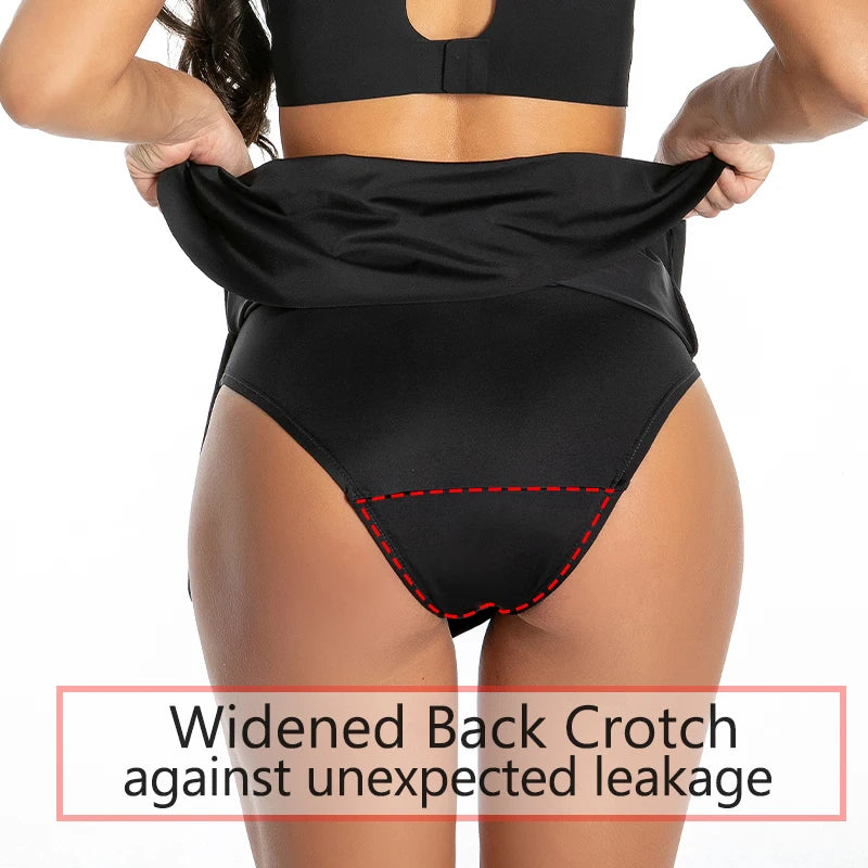 FHP Women Period Swimming Skirt With Safety Panty Swimwear High Waisted Black Bikini Bottom Vintage Skirt Tankini Swimming Dresses
