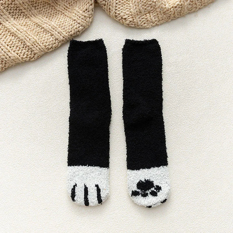 HOT 10Pairs Wholesale Plush Thickened Super Soft Lovely Cat Claw Women Socks Autumn Winter Warm Furry Sleeping Middle Tube Socks