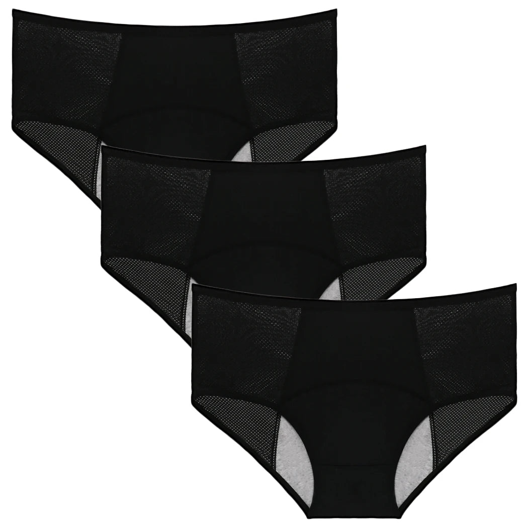 FHP 3pcs/Set Leak Proof Menstrual Panties Women Period Underwear Sexy Pants Physiological Underwear Plus Size Waterproof Briefs