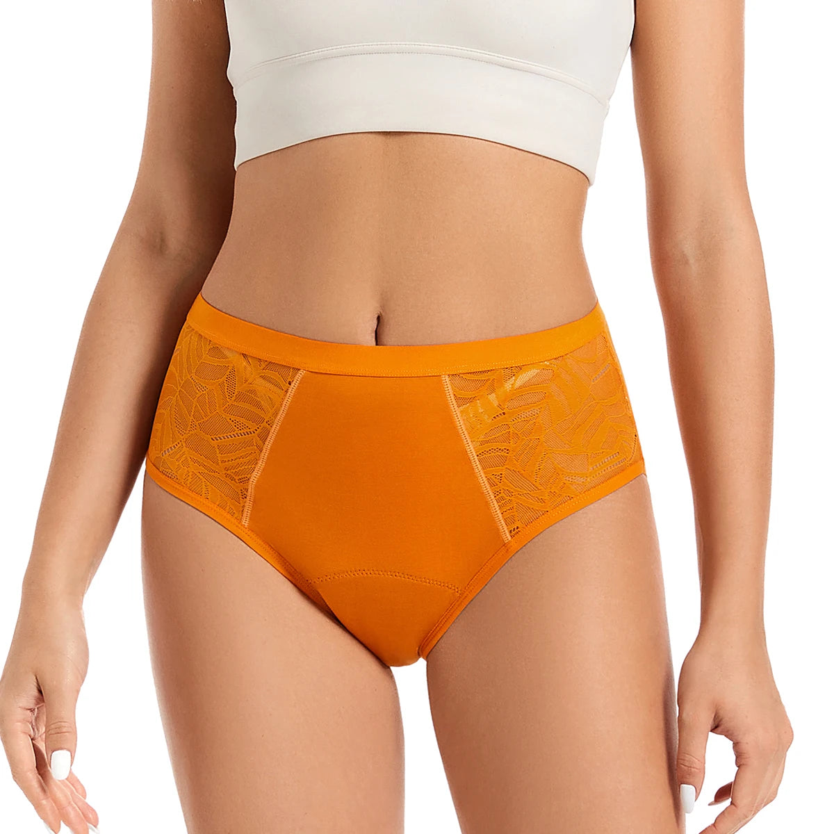 FHP Moonful Women's Menstrual Panties High Waist Leak Proof 4 Layer Breathable Lace Period Underwear Girls Absorbent Brief