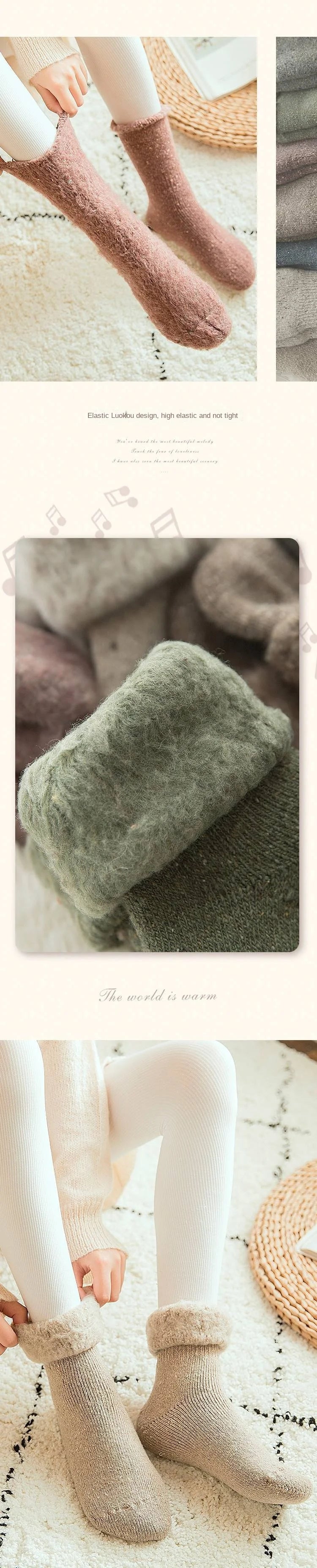 Super Soft Fleece Winter Warm Socks for Women Solid Winter Warm Thicken Coral Plush Socks Thermal Snow Home Sleep Floor Socks