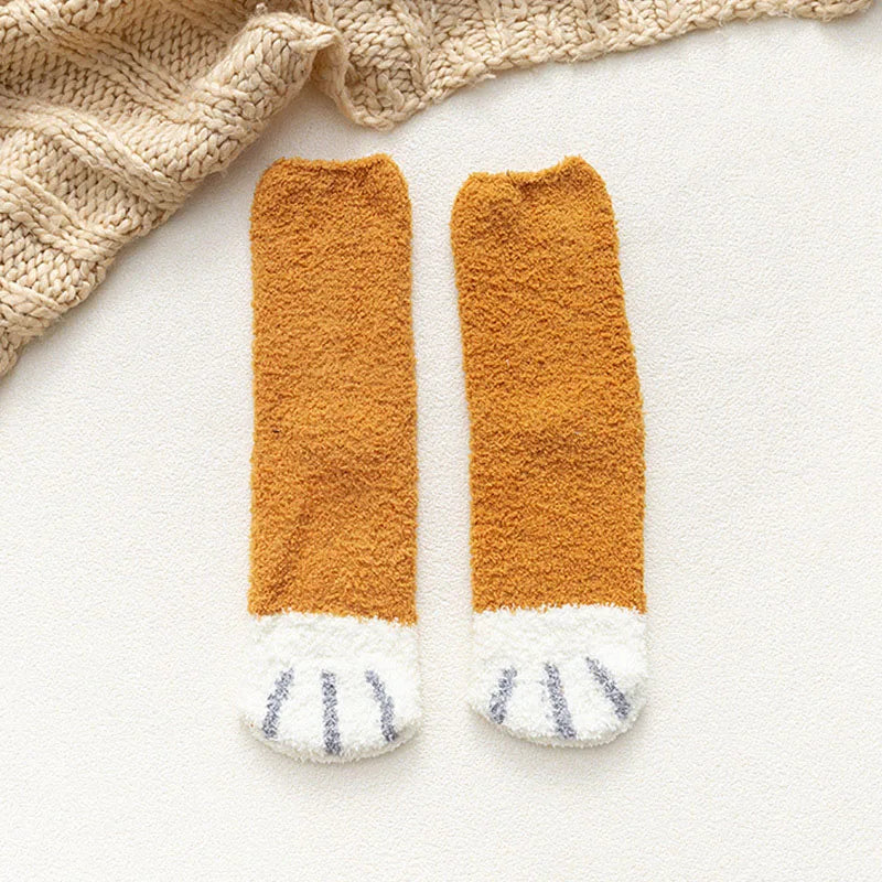 HOT 10Pairs Wholesale Plush Thickened Super Soft Lovely Cat Claw Women Socks Autumn Winter Warm Furry Sleeping Middle Tube Socks