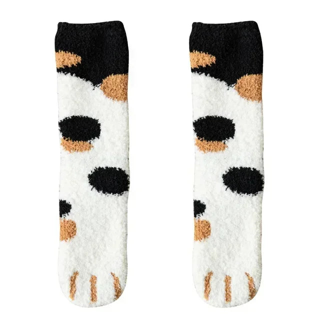 Winter Lamb Kawaii Cartoon Socks for Women Cute 3d Dog Cat Paw Pattern Fleece Warm Thicken Funny Plush Socks Sleeping socks