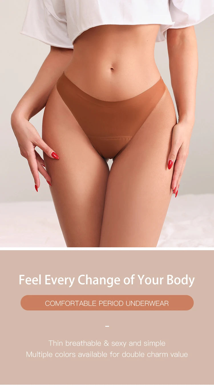 New Design Seamless Low Waist Leak Proof 4 Layer Menstrual Panties Washable Light Flow Period Panties For Women Thong