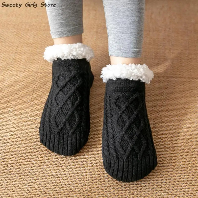 Anti-slip Super Warm Winter Bedroom Sock Thicken Plush Sleeping Socks for Women Men Knitting Sokken New Year Footwear