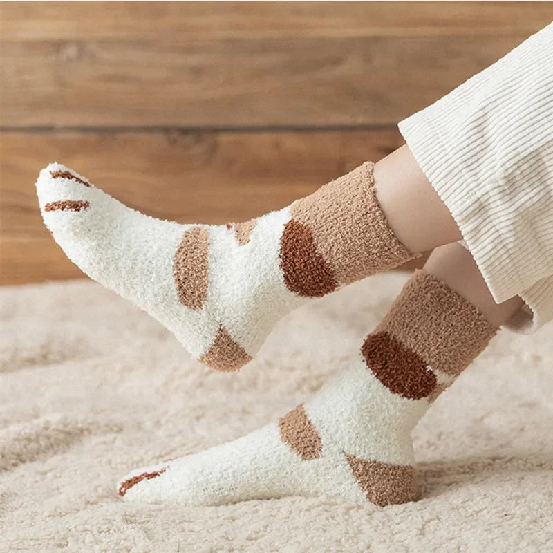 Winter Lamb Kawaii Cartoon Socks for Women Cute 3d Dog Cat Paw Pattern Fleece Warm Thicken Funny Plush Socks Sleeping socks