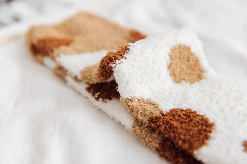 HOT 10Pairs Wholesale Plush Thickened Super Soft Lovely Cat Claw Women Socks Autumn Winter Warm Furry Sleeping Middle Tube Socks