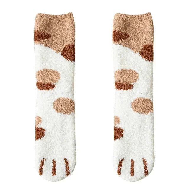 Winter Lamb Kawaii Cartoon Socks for Women Cute 3d Dog Cat Paw Pattern Fleece Warm Thicken Funny Plush Socks Sleeping socks