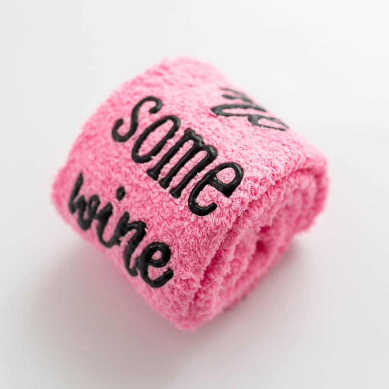 Women Winter Fuzzy Plush Slipper Crew Socks If You Can Read This Bring Me Some Wine Phrase Warm Hosiery Funny Gifts with Cupcake