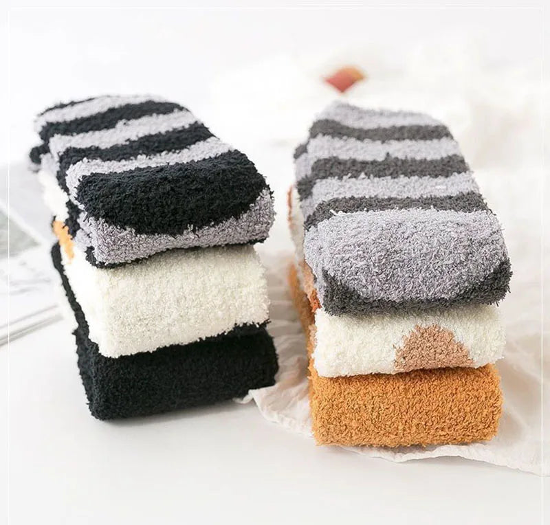 HOT 10Pairs Wholesale Plush Thickened Super Soft Lovely Cat Claw Women Socks Autumn Winter Warm Furry Sleeping Middle Tube Socks