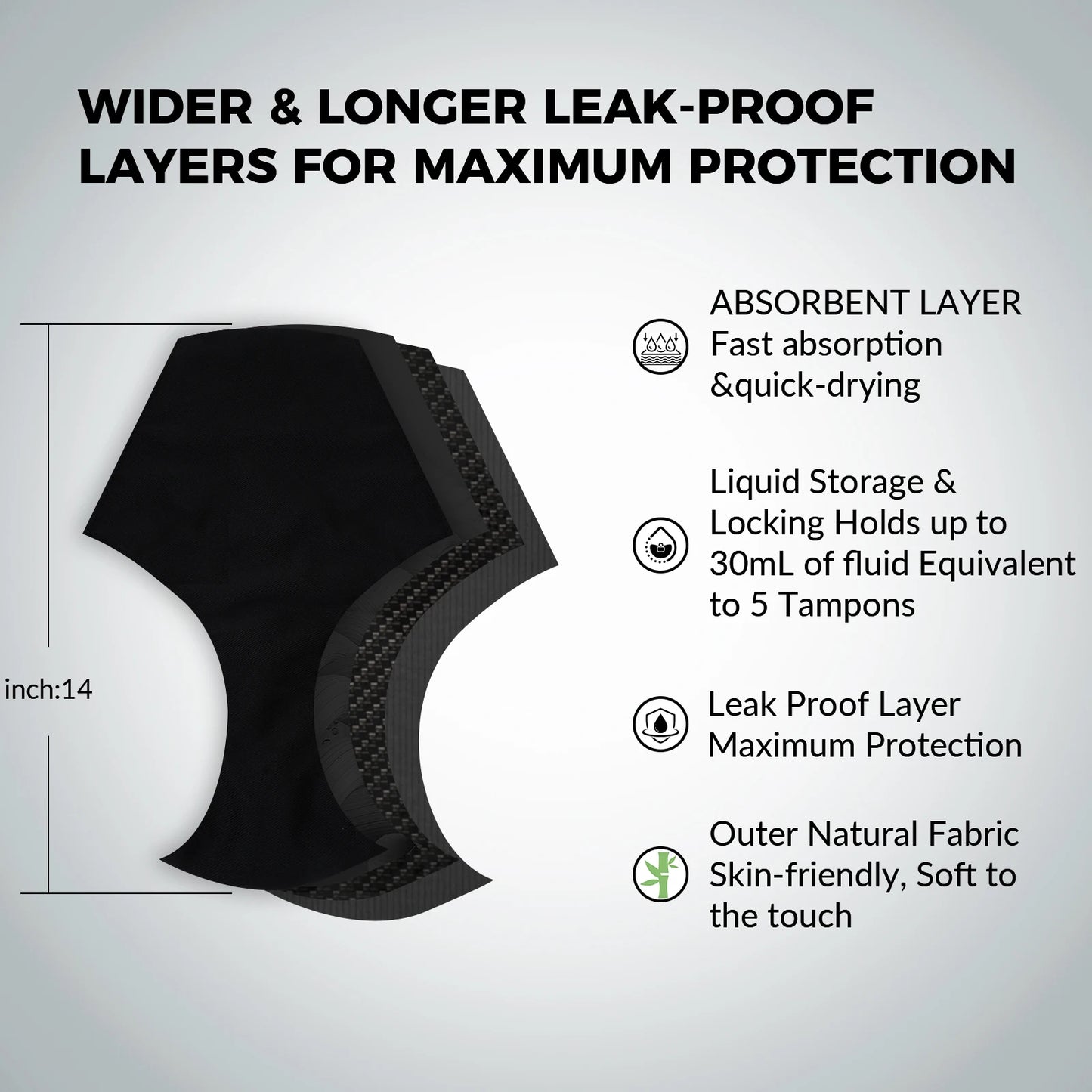 FHP 2-Pack Period Underwear for Women & Teens, Leakproof Menstrual Panties, Bamboo Viscose Briefs, Breathable & Comfortable