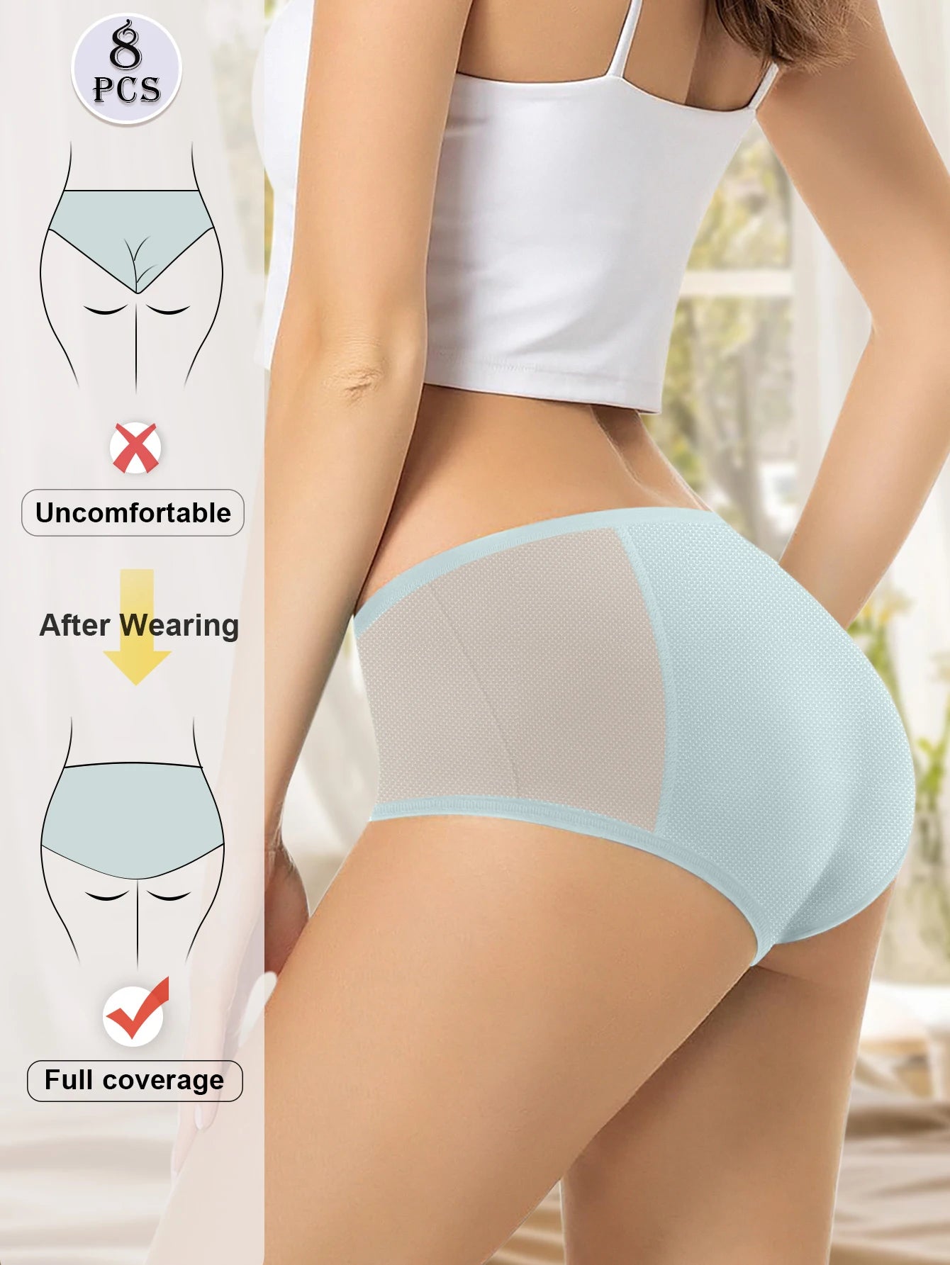 FHP Period Underwear Flow Menstrual Period Panties Leak-Proof Panty for Female Teens Girls 4 Pack