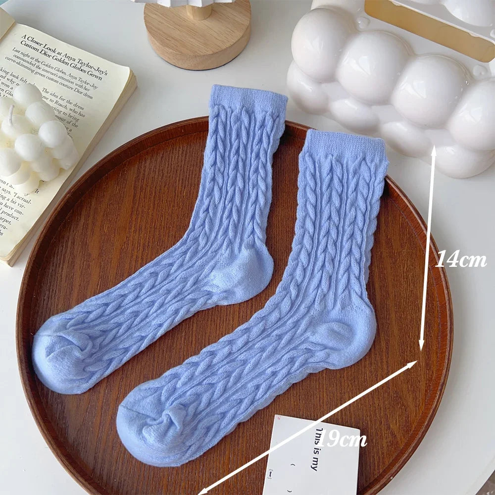 Plush Thickened Medium Tube Socks Solid Color Imitation Mink Women Men Warm Autumn Winter Socks Coral Velvet Sleep Thermal Sock