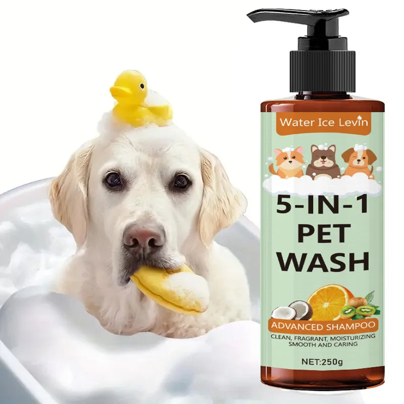 5-in-1 Natural Coconut Pet 3-in-1 Shampoo and Conditioner and Shower Gel, Gentle Cleansing, Soothing Skin, Creating Hair Gloss, Safe and Healthy, Suitable for Cats and Dogs