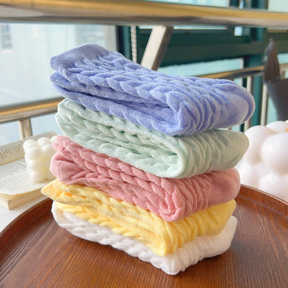Plush Thickened Medium Tube Socks Solid Color Imitation Mink Women Men Warm Autumn Winter Socks Coral Velvet Sleep Thermal Sock