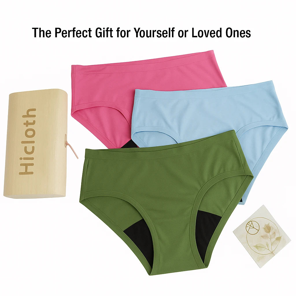FHP 3-Pack Seamless Period Underwear for Women, Leakproof Bikini Panties with Cotton Gusset, Heavy Flow Menstrual Protection