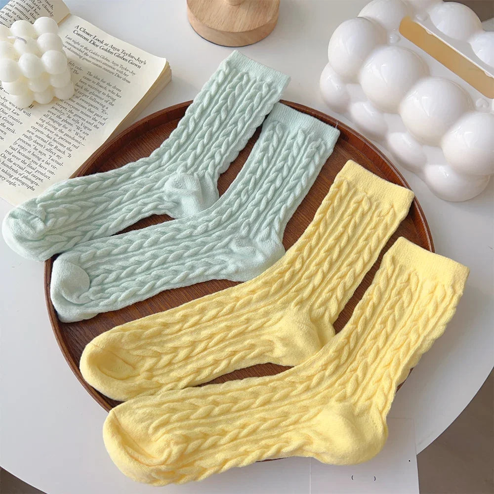 Plush Thickened Medium Tube Socks Solid Color Imitation Mink Women Men Warm Autumn Winter Socks Coral Velvet Sleep Thermal Sock