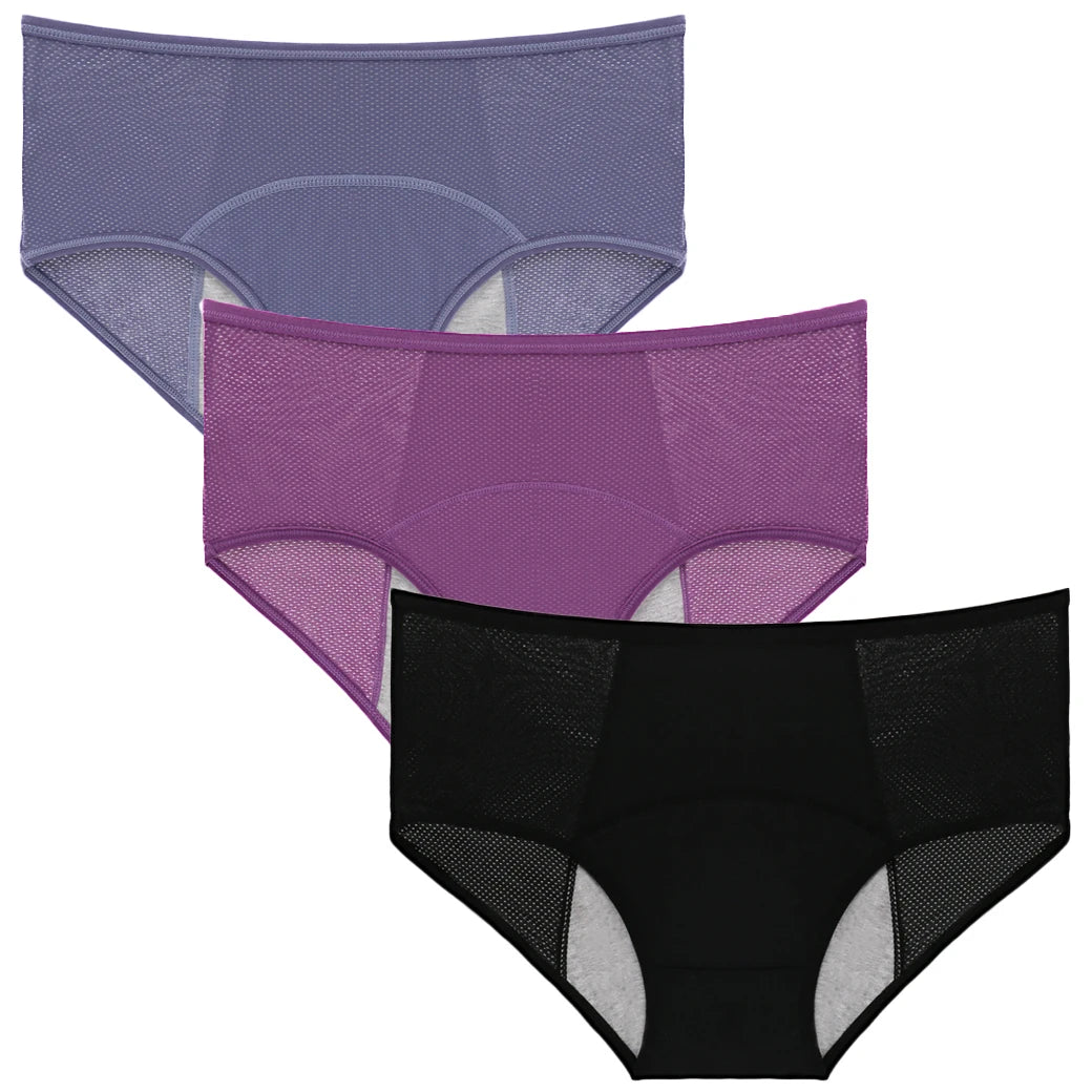 FHP 3pcs/Set Leak Proof Menstrual Panties Women Period Underwear Sexy Pants Physiological Underwear Plus Size Waterproof Briefs