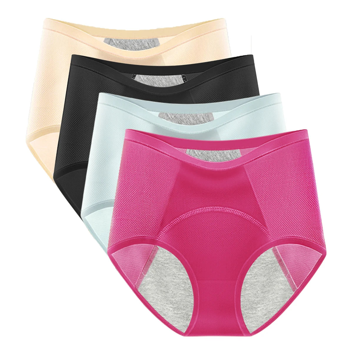 FHP Period Underwear Flow Menstrual Period Panties Leak-Proof Panty for Female Teens Girls 4 Pack