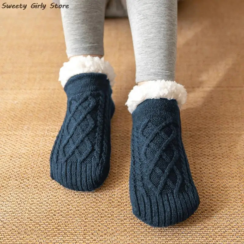 Anti-slip Super Warm Winter Bedroom Sock Thicken Plush Sleeping Socks for Women Men Knitting Sokken New Year Footwear