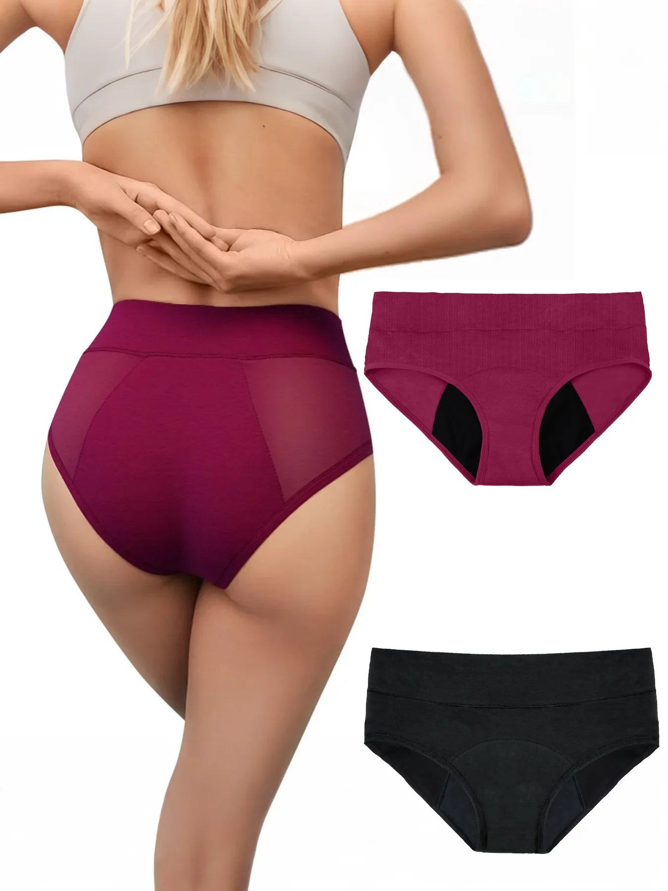 FHP 2-Pack Period Underwear for Women & Teens, Leakproof Menstrual Panties, Bamboo Viscose Briefs, Breathable & Comfortable