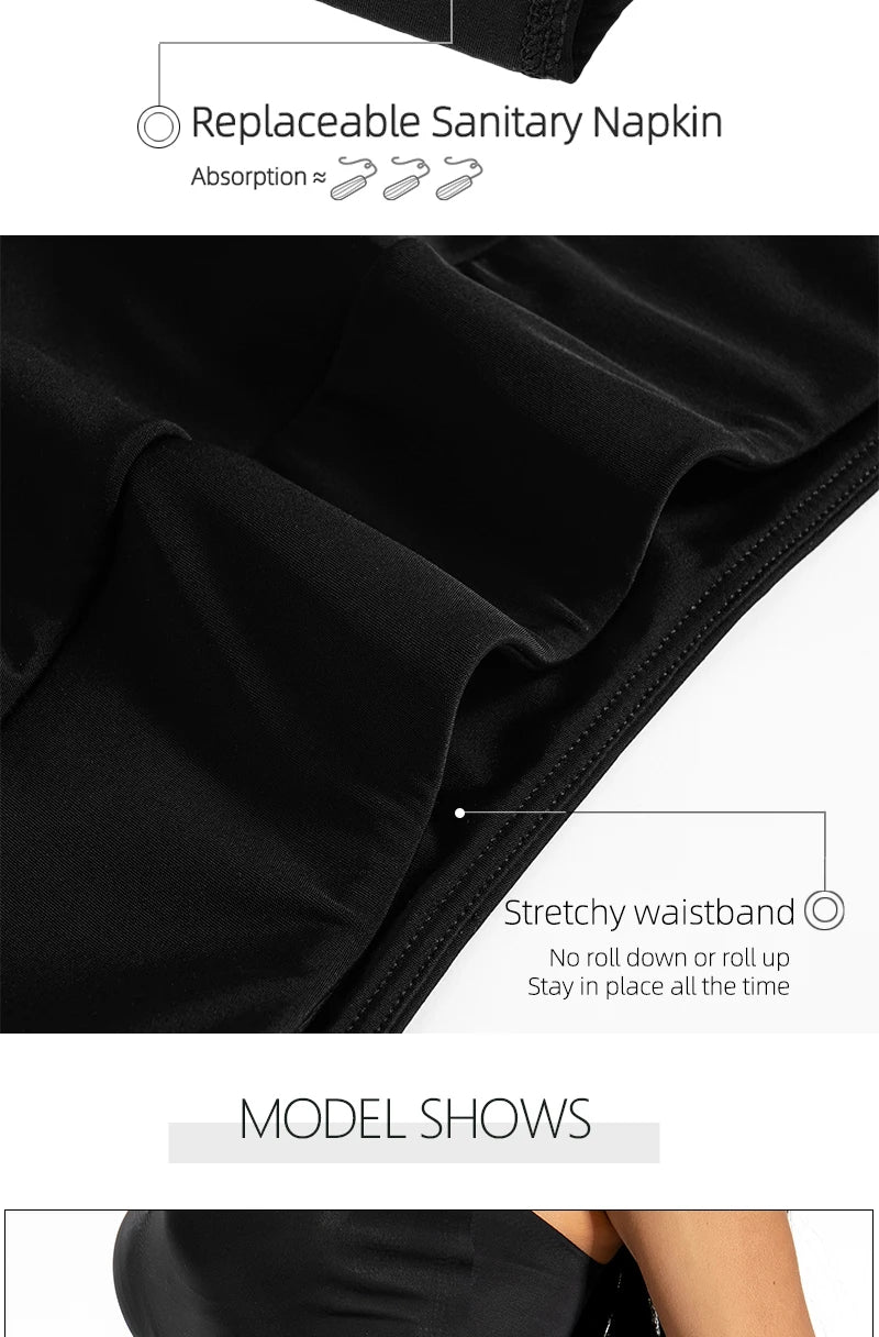 FHP Women Period Swimming Skirt With Safety Panty Swimwear High Waisted Black Bikini Bottom Vintage Skirt Tankini Swimming Dresses