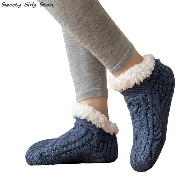 Anti-slip Super Warm Winter Bedroom Sock Thicken Plush Sleeping Socks for Women Men Knitting Sokken New Year Footwear