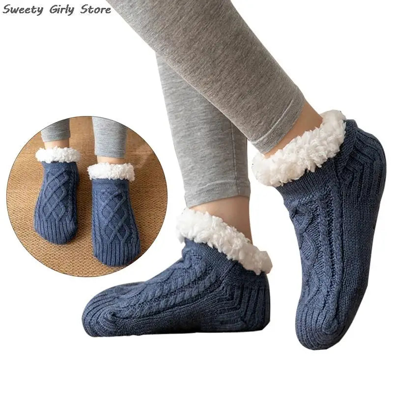 Anti-slip Super Warm Winter Bedroom Sock Thicken Plush Sleeping Socks for Women Men Knitting Sokken New Year Footwear